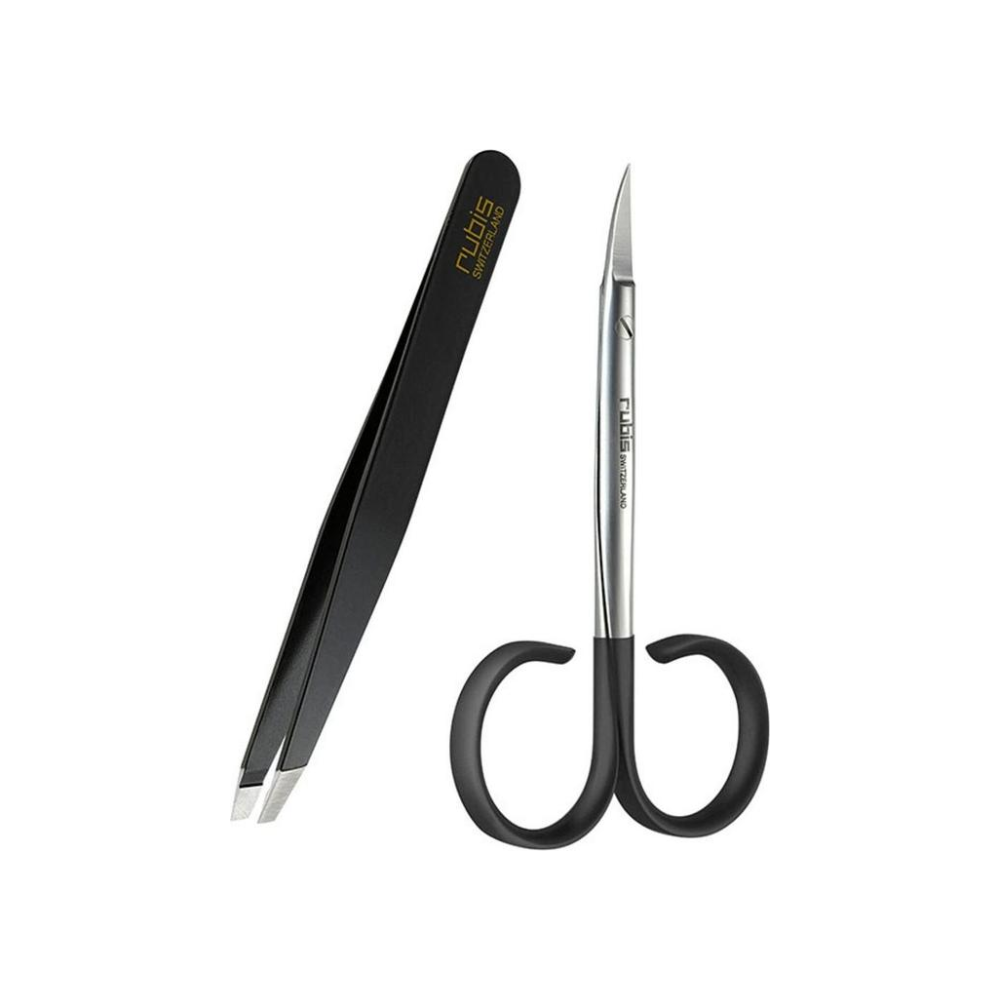 RUBIS SET SCISSORS TWEEZERS SATIN BLACK