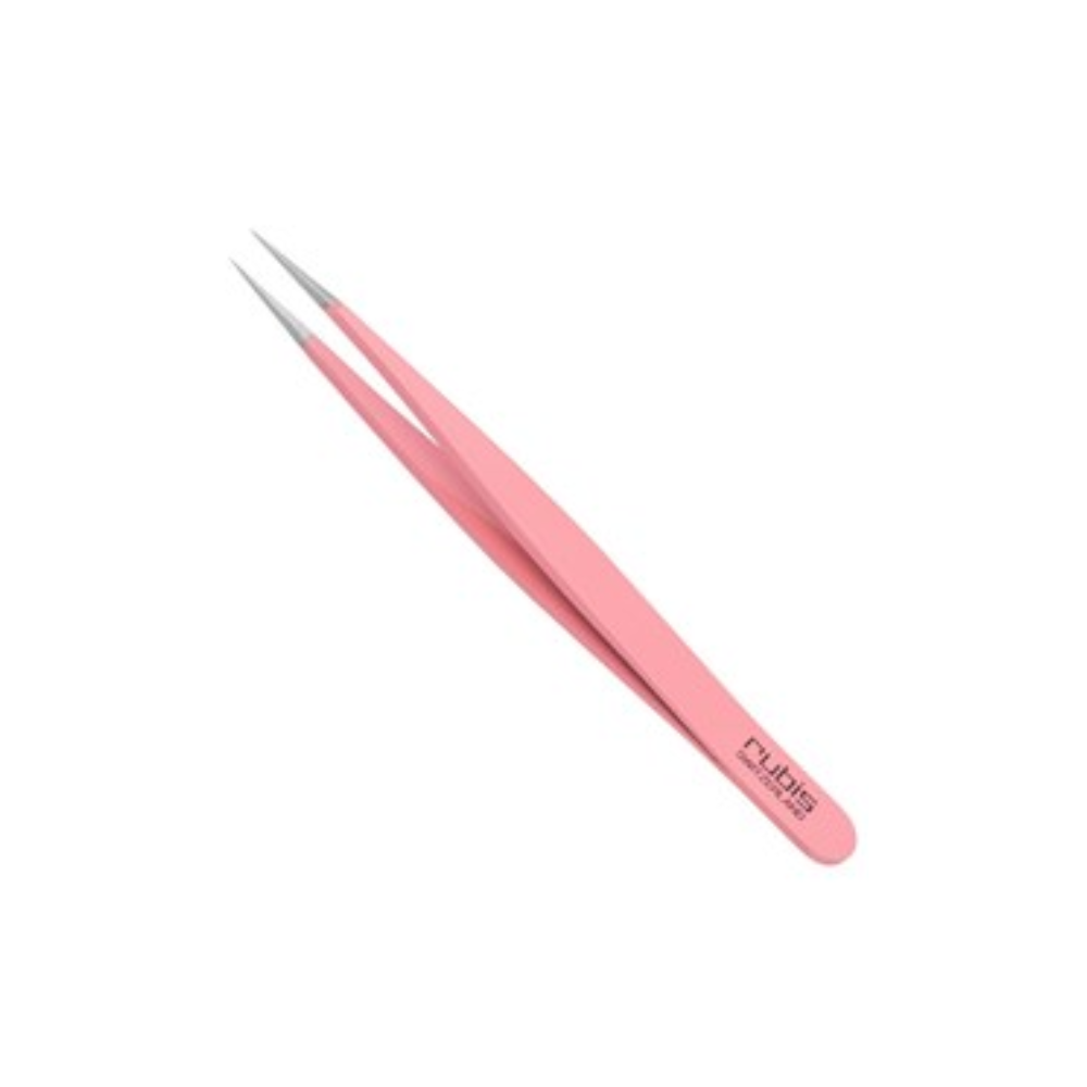RUBIS EYELASH TWEEZERS STRAIGHT PINK