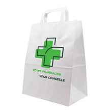SAC Kraft anse large (26*14*30) 500pcs (Flat Handle White Kraft Bag)